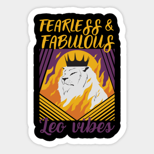 Funny Leo Zodiac Sign - Fearless and Fabulous, Leo Vibes - Black Sticker